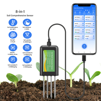 스마트 8인1 토양 NPK EC PH 온도 습도 센서 정밀 농업을 위한 USB 멀티 파라미터 분석기