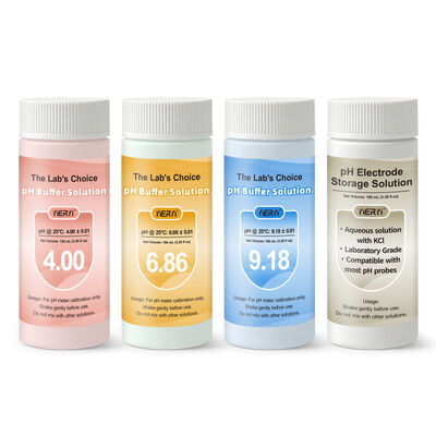 Lab-Grade pH Meter Calibration Kit with Airtight Sealed Color-Coded Beakers for Accurate pH Testing