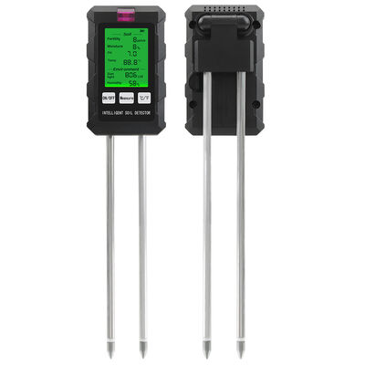 YiERYi 6-IN-1 토양 탐지기 3.5-9pH/0-99% 습도/0-3000μs/cm 비옥성 90° 회전식 화면