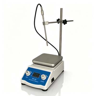 SH‑2S Digital Hotplate Magnetic Stirrer With Temperature Probe & Stainless‑Steel Support Stand, 2L Capacity, Heating & Stirring Laboratory Mixer for Reagent & Solution Mixing