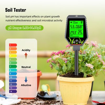YIERYI 6 in 1 PH / EC / 습도 / 햇빛 / 공기 습도 디지털 토양 분석기 미터
