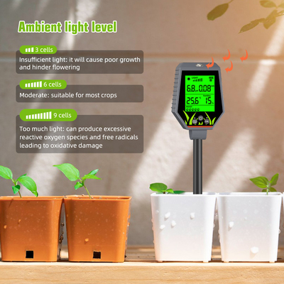 YIERYI 6 in 1 PH / EC / 습도 / 햇빛 / 공기 습도 디지털 토양 분석기 미터