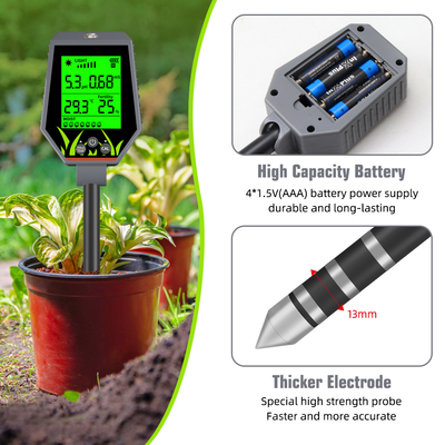YIERYI 6 in 1 PH / EC / 습도 / 햇빛 / 공기 습도 디지털 토양 분석기 미터