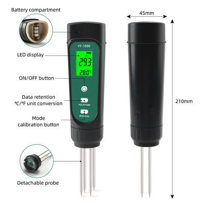 3-in-1 토양 검사 키트 - EC (0.01-20.00ms/cm), 정원 및 수식용 습도 및 온도 미터