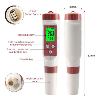 블루투스와 함께 스마트 4인 1 물 품질 검사기 - 가정, 수식 및 실험실용 pH/TDS/EC/Temp Meter