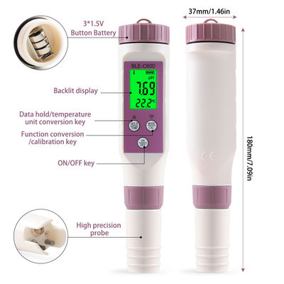 스마트 7인1 블루투스 물 품질 검사기 PH/EC/TDS/ORP/소금/S.G/Temp Meter
