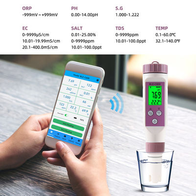 스마트 7인1 블루투스 물 품질 검사기 PH/EC/TDS/ORP/소금/S.G/Temp Meter