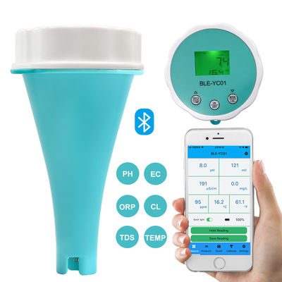 스마트 블루투스 수영장 수질 테스터 - 6-in-1 pH/EC/TDS/ORP/CL/온도 미터 (수영장 및 수생 환경용)