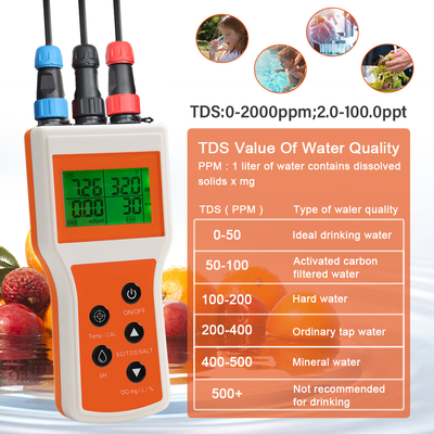 스마트 휴대용 6인1 용해된 산소/PH/TDS/EC/SALT/TEMP 물 품질 분석기