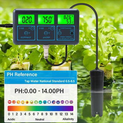 WiFi Tuya 앱 디지털 다기능 PH 미터 7in1 PH, EC, ORP, TDS, RH%, CF, 온도 온라인 검사자 물 품질 분석기