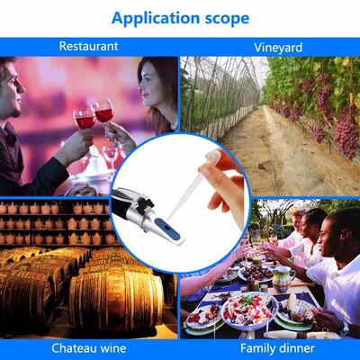 고정밀 휴대용 굴절계 및 알코올 검사기 0-40% 브릭스, 0-25% 볼륨 및 0-22 바움 측정 범위