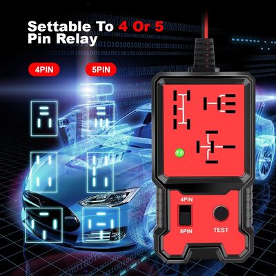 12V DC Automotive Relay Tester with 4-Pin/5-Pin Automatic Detection and LED Indicator for Car Circuit Diagnosis