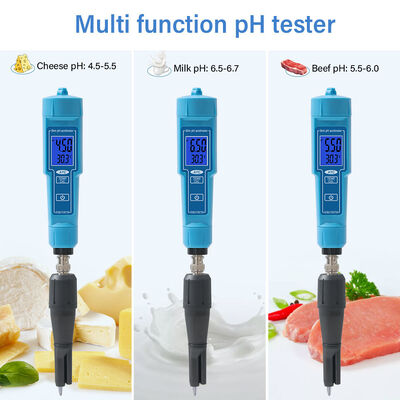 2 in 1 pH/Temp Digital pH Meter with 0.1 pH Accuracy and 0-50°C ATC Function for Lab and Pool Testing