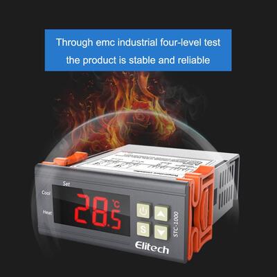 STC-1000 디지털 온도 조절기 LCD 디스플레이 0.1°C 해상도 및 고온 경보