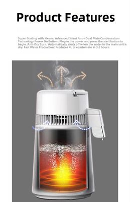 퓨아오 K40107 750W 4L 용량 SUS304 스테인리스 스틸 유독수 기계 가정용, 연구소 및 치과용