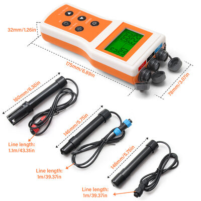 수족관 및 수경재배용 0.1 pH 정확도 및 LCD 디스플레이가 있는 6-in-1 다중 파라미터 수질 측정기
