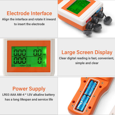 수족관 및 수경재배용 0.1 pH 정확도 및 LCD 디스플레이가 있는 6-in-1 다중 파라미터 수질 측정기