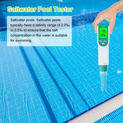 HD 대형 화면 디스플레이가 있는 방수 디지털 염도계 및 pH 측정기 (0-100% 염도 범위)