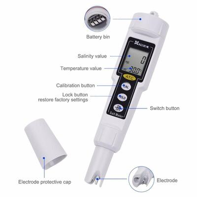 Waterproof Pocket Pen Type Digital Salinity Meter with High Accuracy for Salt Water Pool and Aquarium