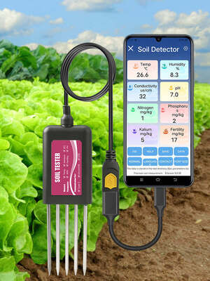 YIERYI 8in1 USB 토양 검사기 및 실시간 pH 수분 모니터링 NPK EC 온도 생식 센서 안드로이드 하모니OS