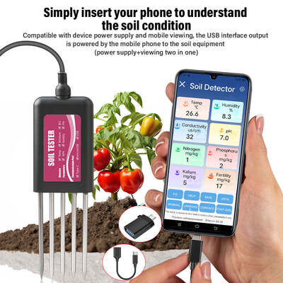 YIERYI 8in1 USB 토양 검사기 및 실시간 pH 수분 모니터링 NPK EC 온도 생식 센서 안드로이드 하모니OS