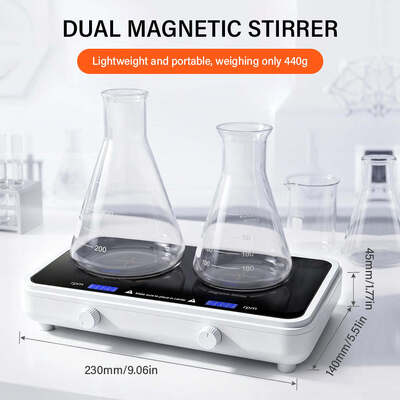 Dual‑Position Magnetic Stirrer, Mini Lab Liquid & Pigment Mixer, 500‑1000ml Per Station, Adjustable Speed 600‑4000 RPM, Two‑Channel Laboratory Stirring Equipment
