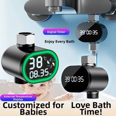 Hydro Power Baby Bath Thermometer, Universal LED Digital Display Shower Water Temperature Gauge