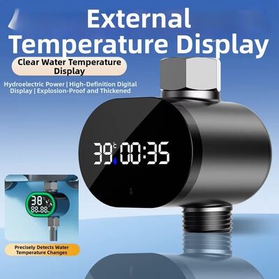 Hydro Power Baby Bath Thermometer, Universal LED Digital Display Shower Water Temperature Gauge