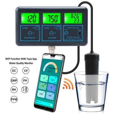 7-in-1 스마트 물 품질 모니터 pH/EC/ORP/PPM/CF/TDS/수족관, 수식 및 수영장 온도