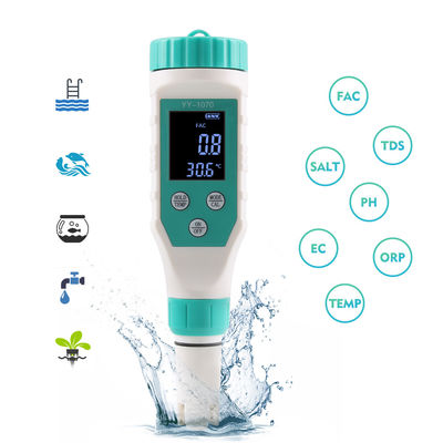 7-in-1 수질 측정기 - FAC/pH/ORP/염도/TDS/EC/온도 측정기, 양식장, 가정 및 실험실용