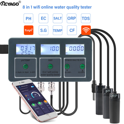 Tuya WiFi 스마트 무선 PH 미터 & 데이터 로거, 앱 제어 다중 매개변수 수질 분석기 (수족관, 수영장, 수경 재배용)