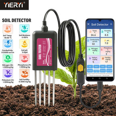YIERYI 8in1 USB 토양 검사기 및 실시간 pH 수분 모니터링 NPK EC 온도 생식 센서 안드로이드 하모니OS
