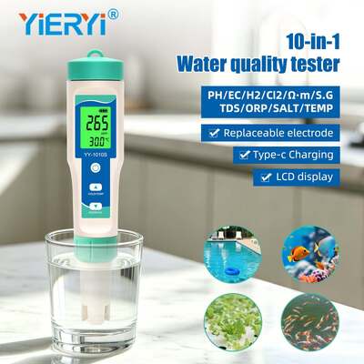 YY-1010S 10-in-1 수질 측정펜 pH TDS EC 염도 ORP H2 S G 온도 염소 비저항